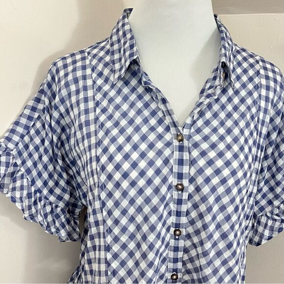 Dylan Gia Ruffles Blue and White Gingham Plaid XS - Picture 3 of 7
